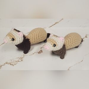 Handmade Crochet Ferret Toy - Brown and Cream